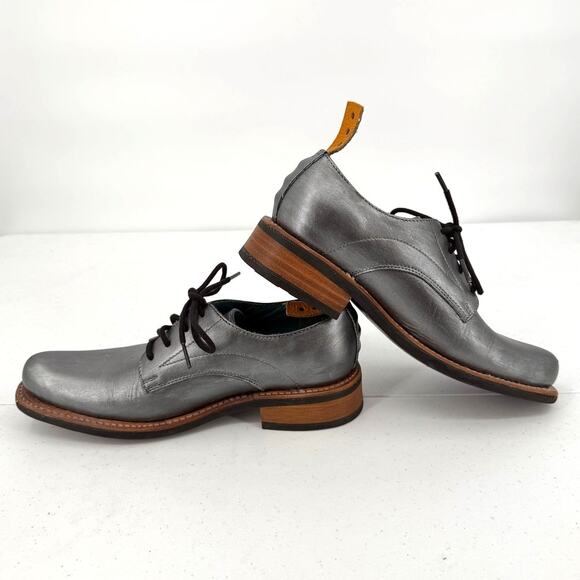 Pskaufman No.1044 Tarmac Tie Derby Oxford Shoes Lotis Hand Painted Silver Size 6 - Picture 7 of 12